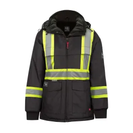 P&F Workwear PF400 Women's Hi-Vis Winter Parka - Waterproof, Fleece Lined, Detachable Hood, CSA Z96-22 Reflective Strips, Warm & Durable | Sizes XS-3XL