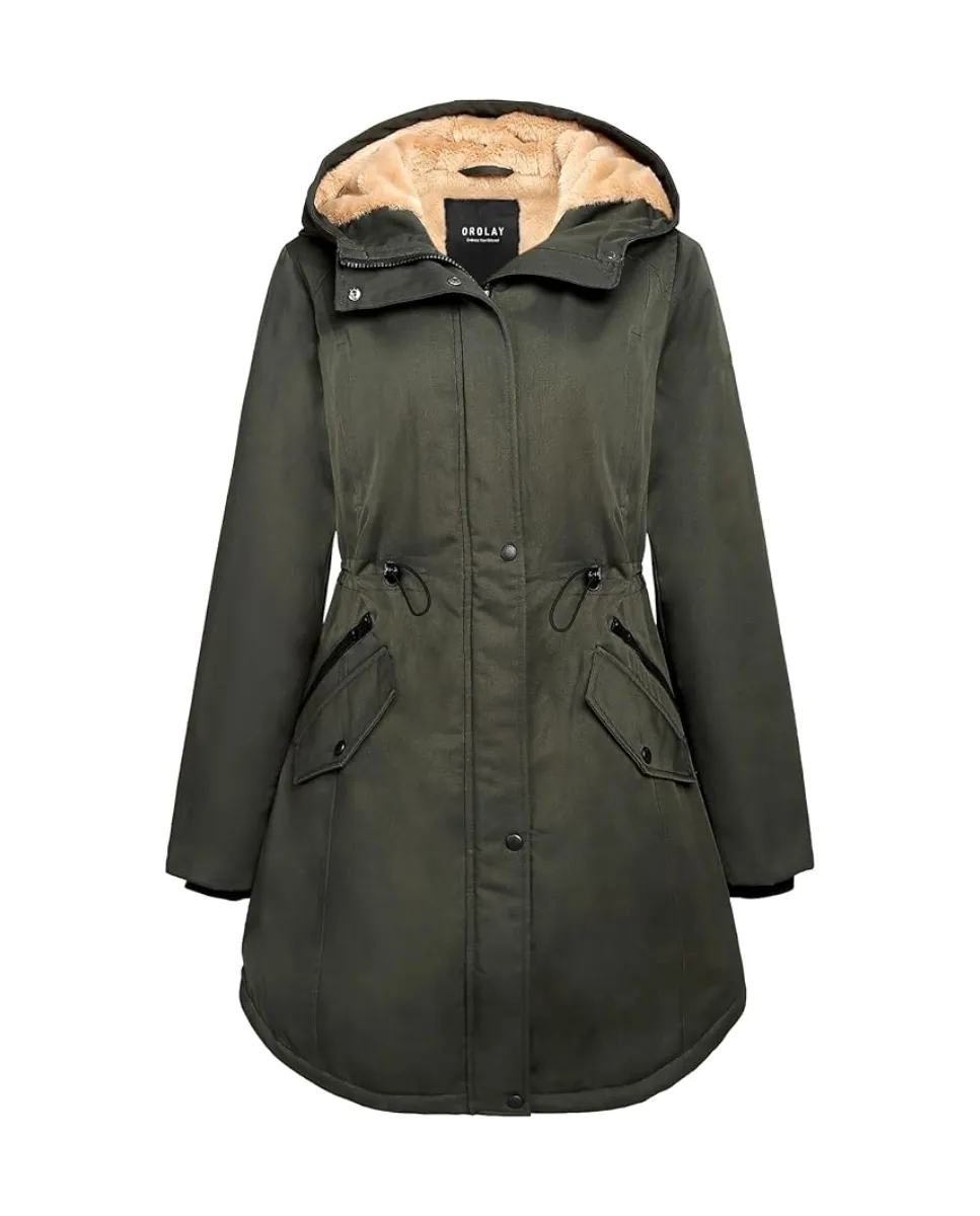 Parka acolchada para mujer con capucha y forro polar