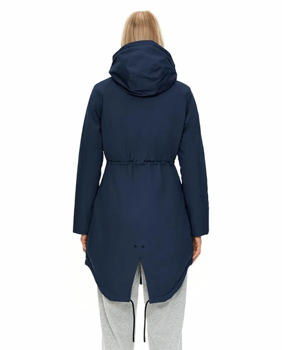 Parka acolchada para mujer con capucha y forro polar