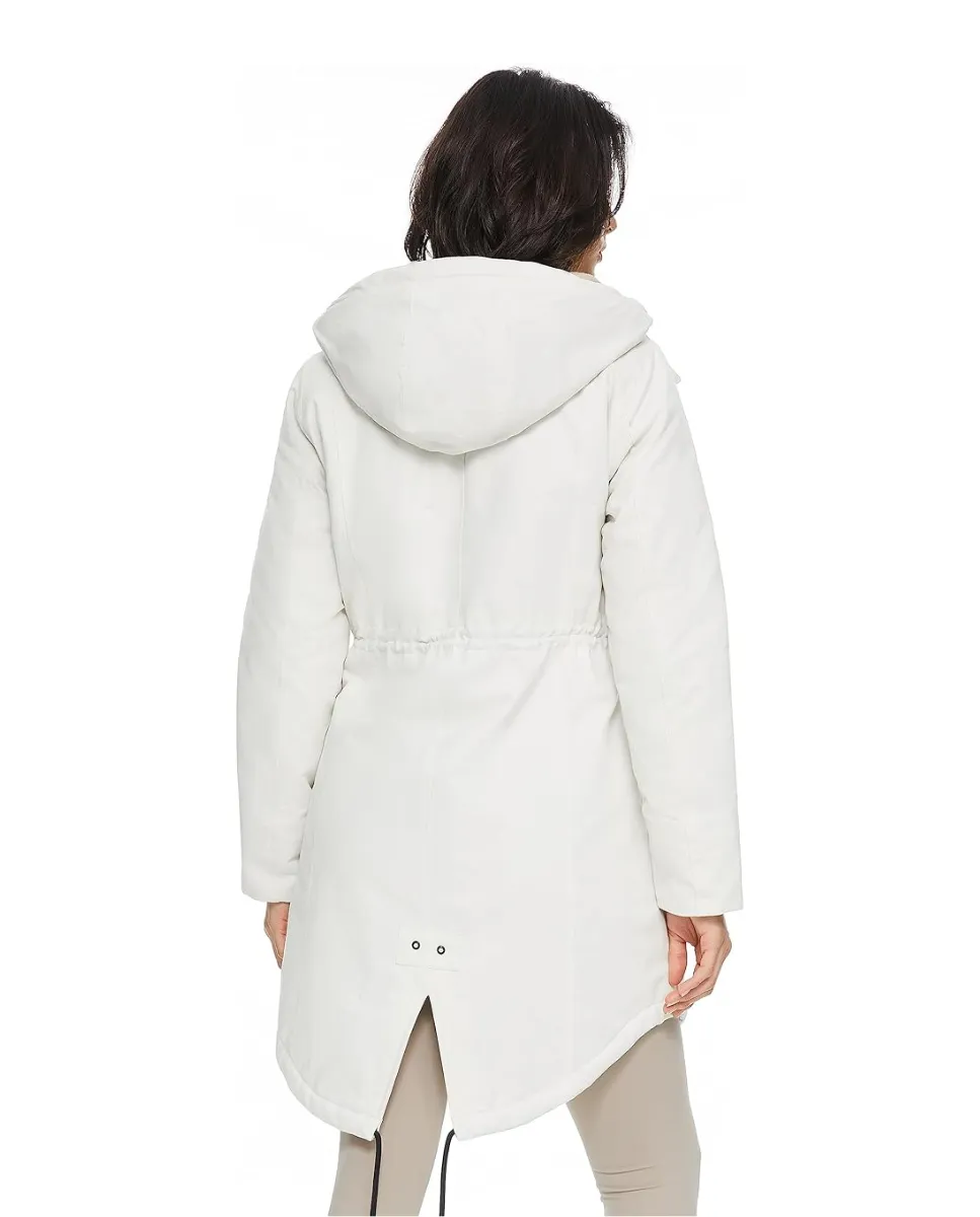 Parka acolchada para mujer con capucha y forro polar