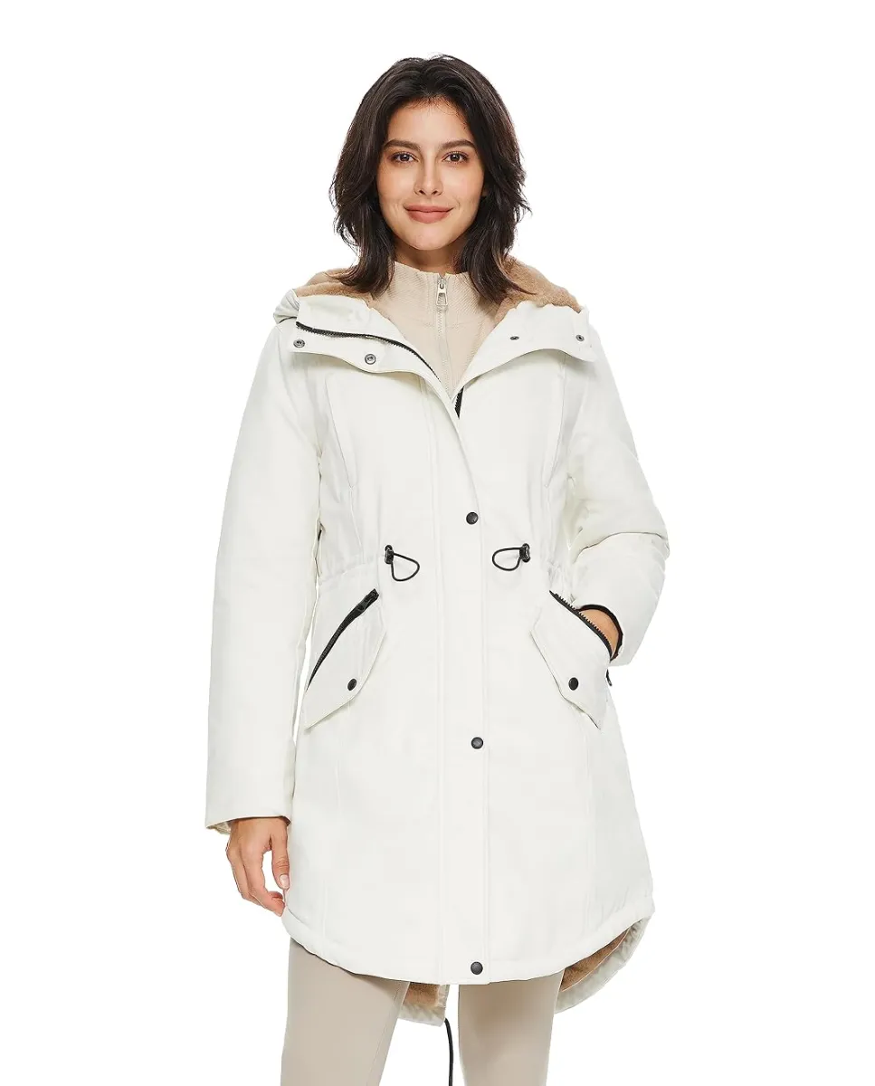 Parka acolchada para mujer con capucha y forro polar