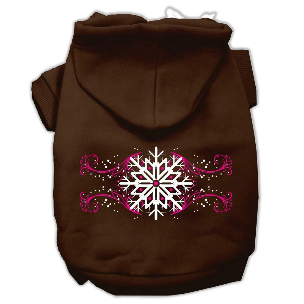 Pink Snowflake Swirls Screenprint Pet Hoodies Brown Size XXXL (20)