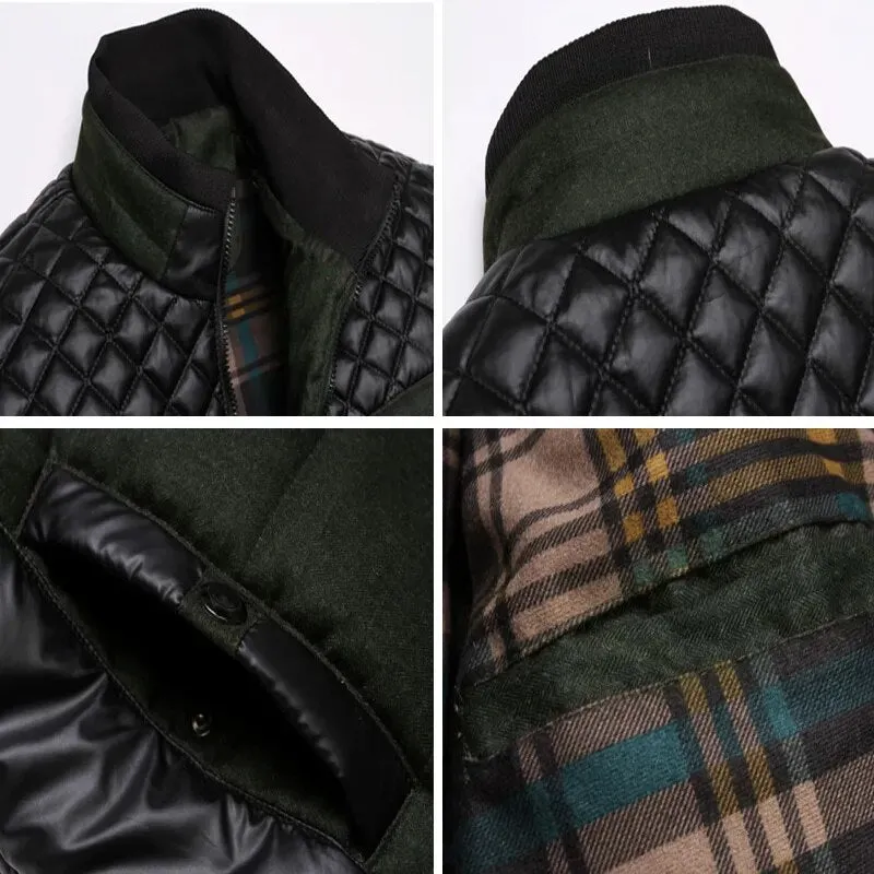 PU Patchwork Men's Parkas Jacket