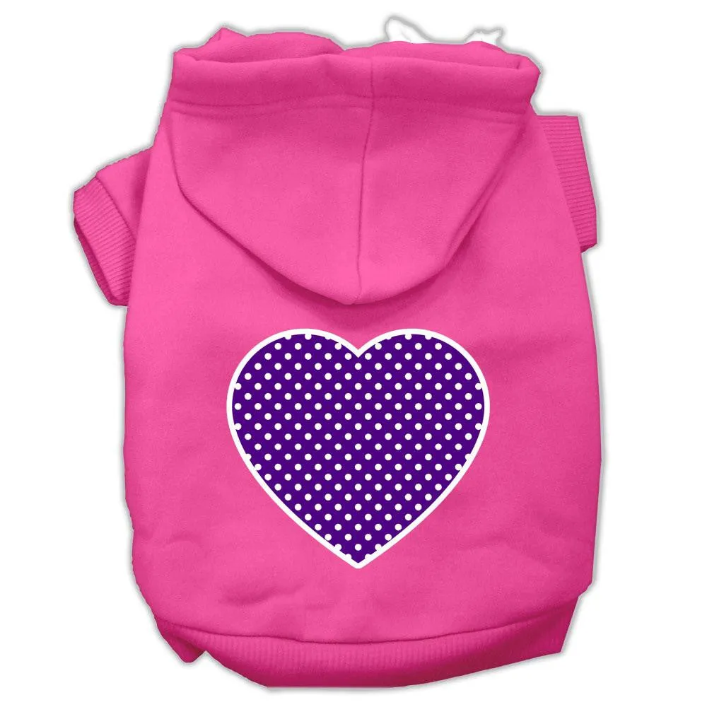 Purple Swiss Dot Heart Screen Print Pet Hoodies Bright Pink Size XXL (18)