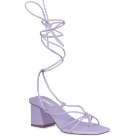 Purple Tie-Up Block Heeled Sandal