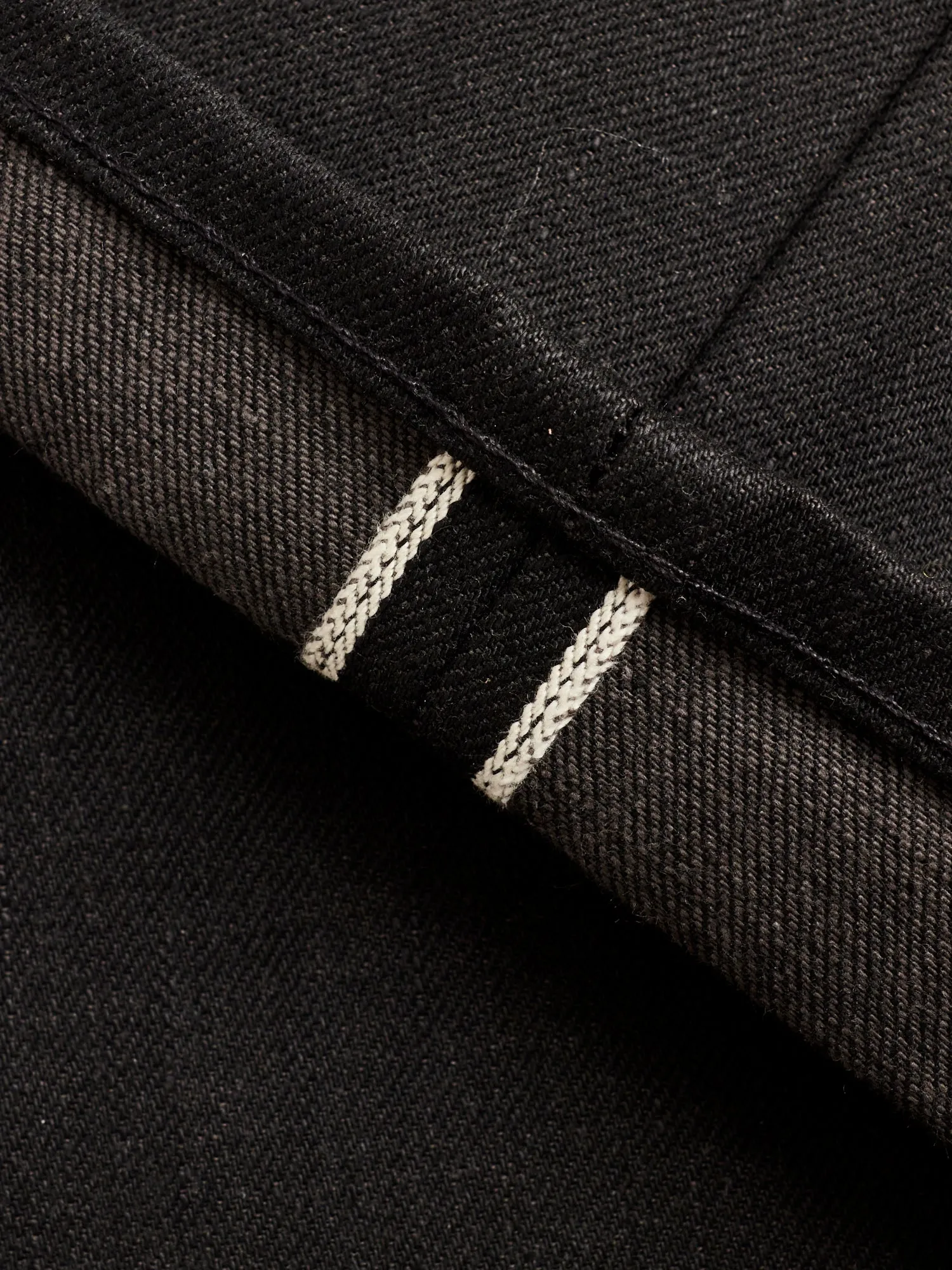 "Stealth" 15oz Black Selvedge Denim in Silveridge