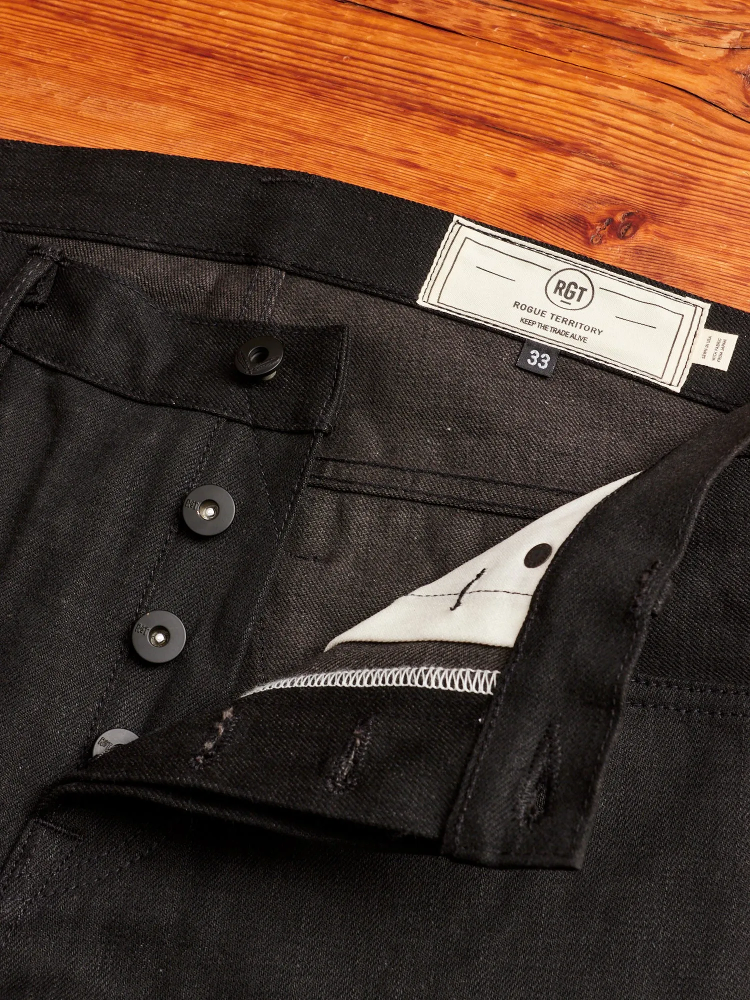 "Stealth" 15oz Black Selvedge Denim in Silveridge