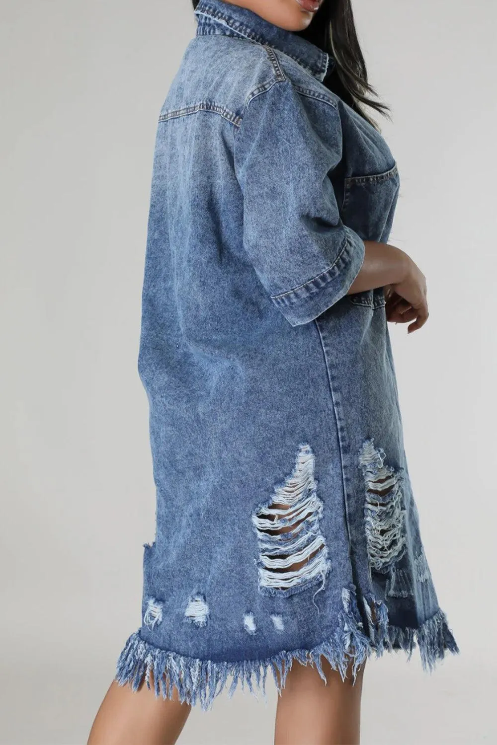 Raw Distressed Denim Dress