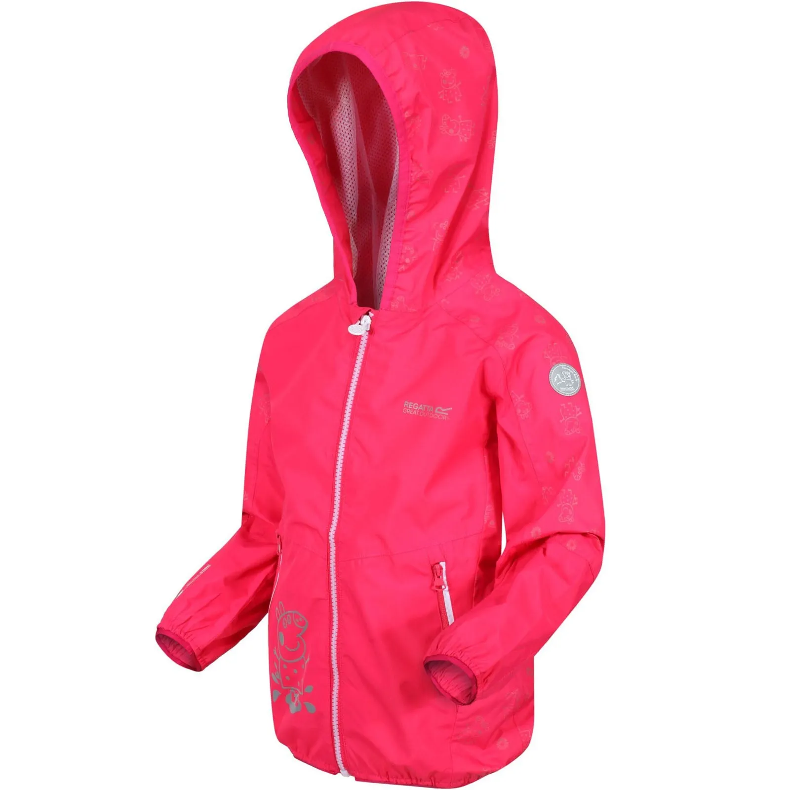 Regatta Kids Peppa Pig Refelective Waterproof Jacket - Bright Blush