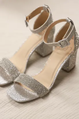 Rhinestone Block Heel