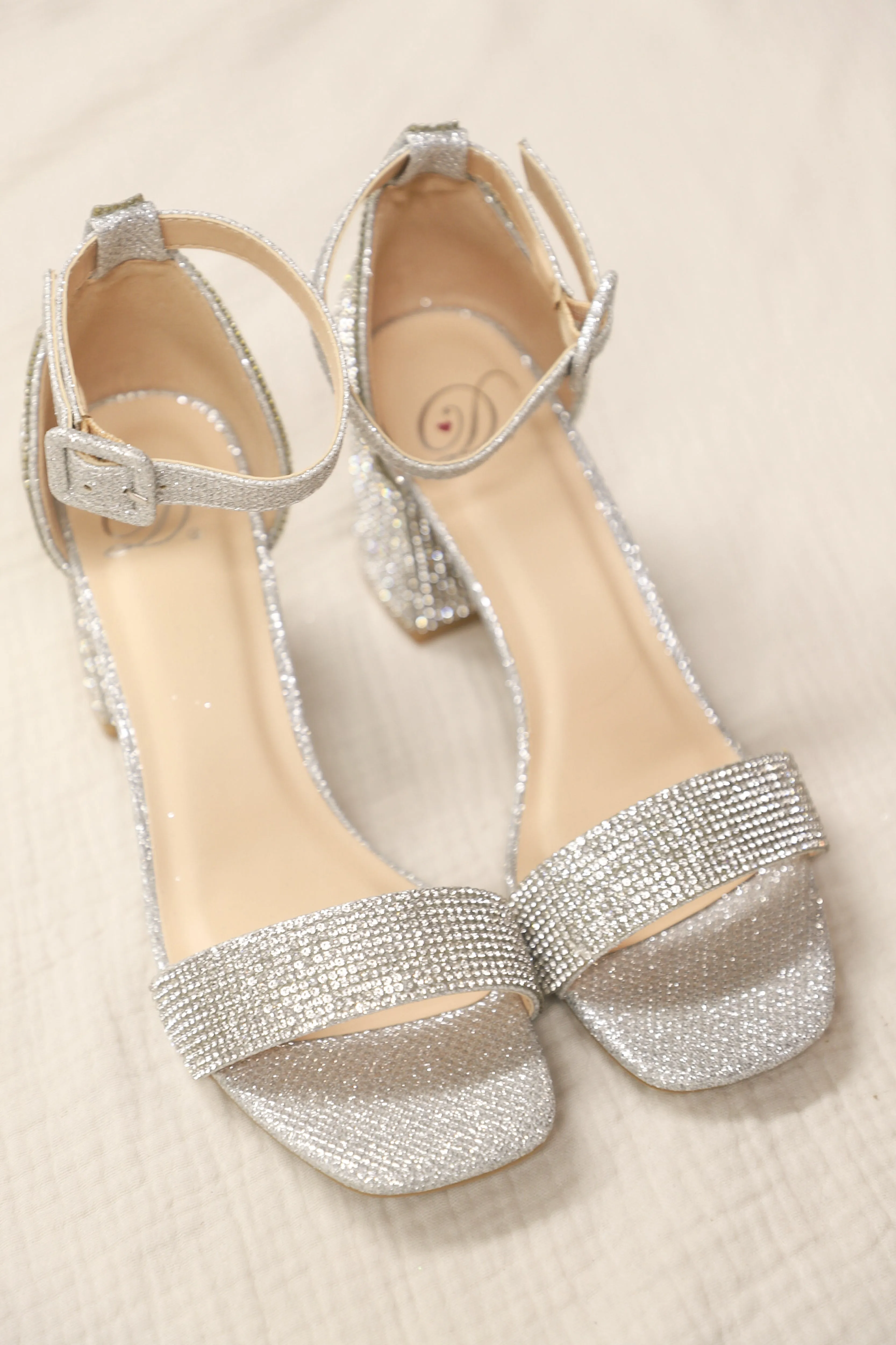 Rhinestone Block Heel