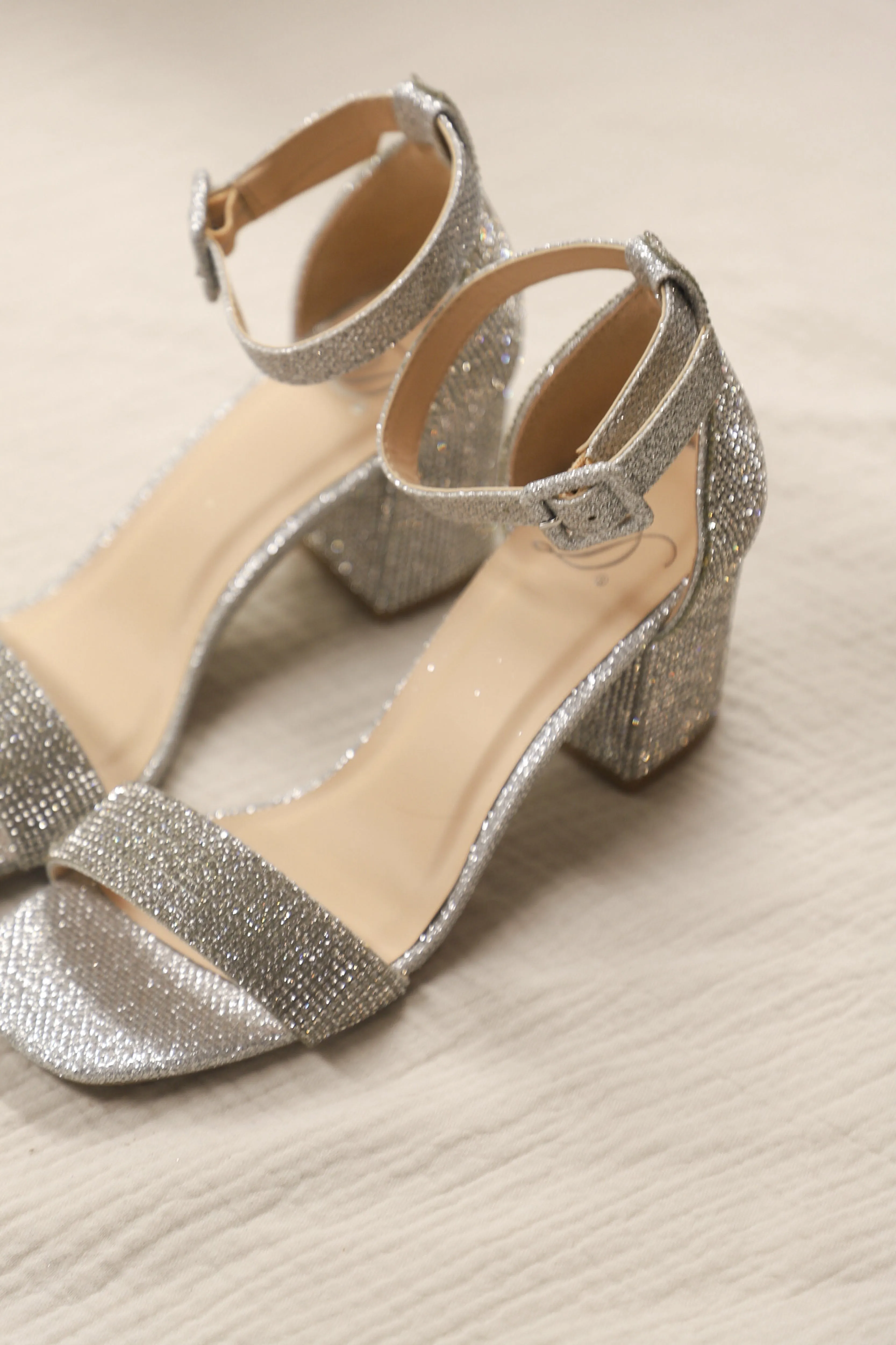 Rhinestone Block Heel