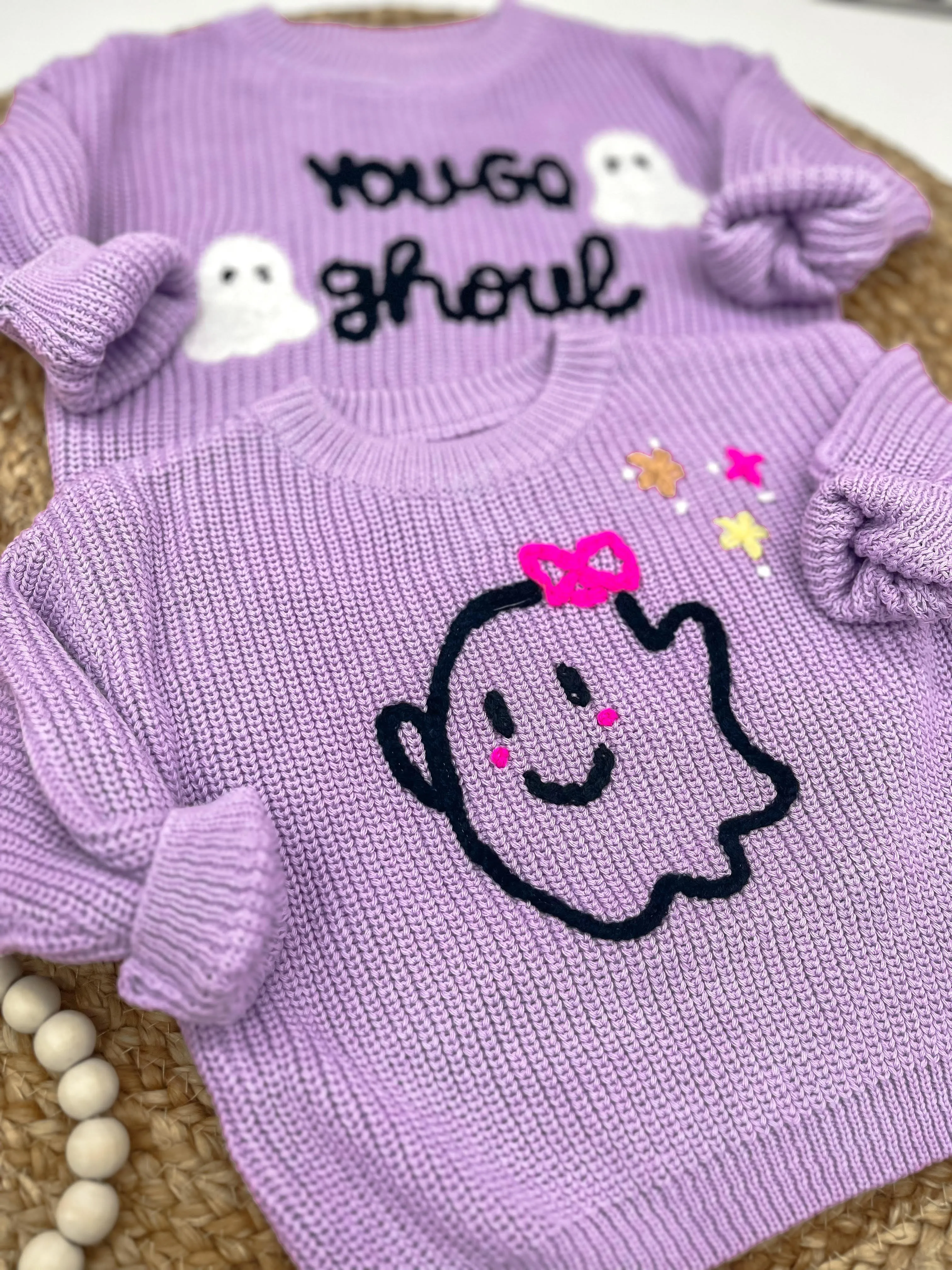 RTS: Purple Knitted Ghost Sweaters