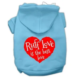 Ruff Love Screen Print Pet Hoodies Baby Blue Size Med (12)