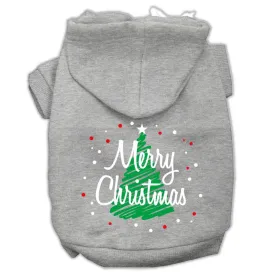 Scribbled Merry Christmas Screenprint Pet Hoodies Grey Size Xs (8)