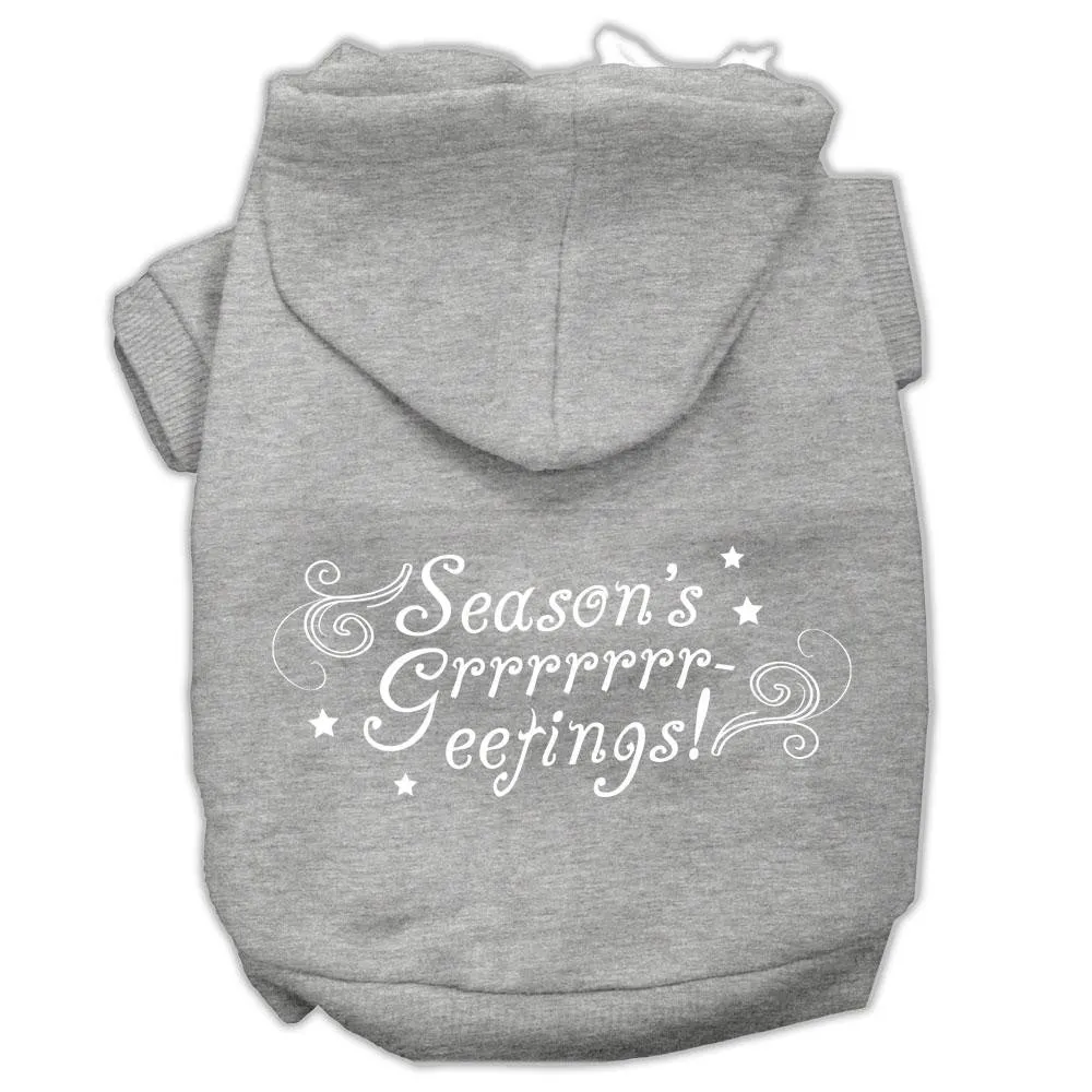 Seasons Greetings Screen Print Pet Hoodies Grey Size Xxxl(20)