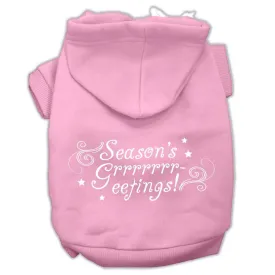 Seasons Greetings Screen Print Pet Hoodies Light Pink Size L (14)