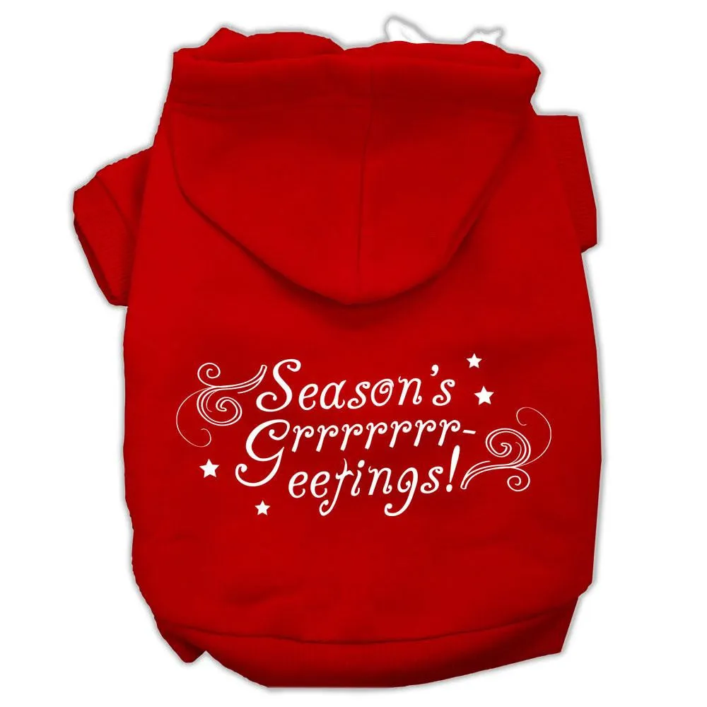 Seasons Greetings Screen Print Pet Hoodies Red Size M (12)