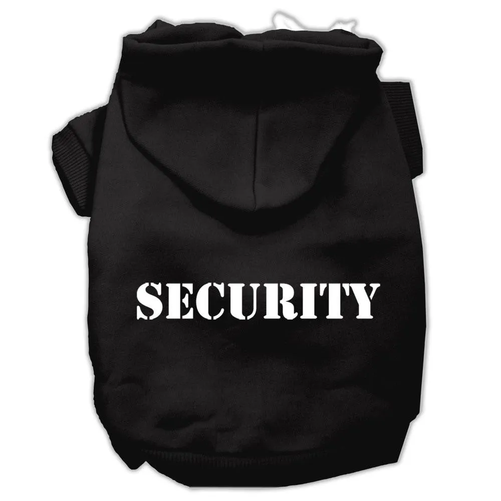 Security Screen Print Pet Hoodies Black Size w- Cream Size text XS (8)