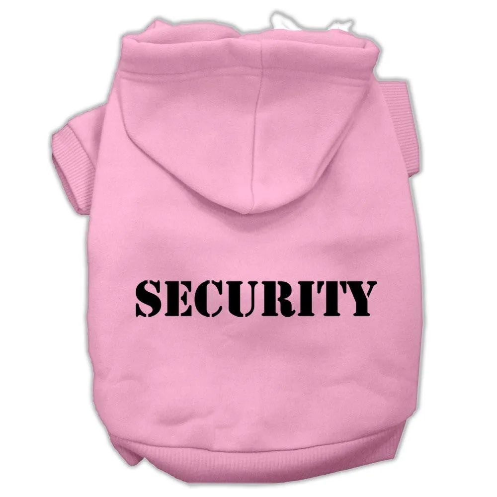 Security Screen Print Pet Hoodies Light Pink Size W- Black Size Text Xs (8)