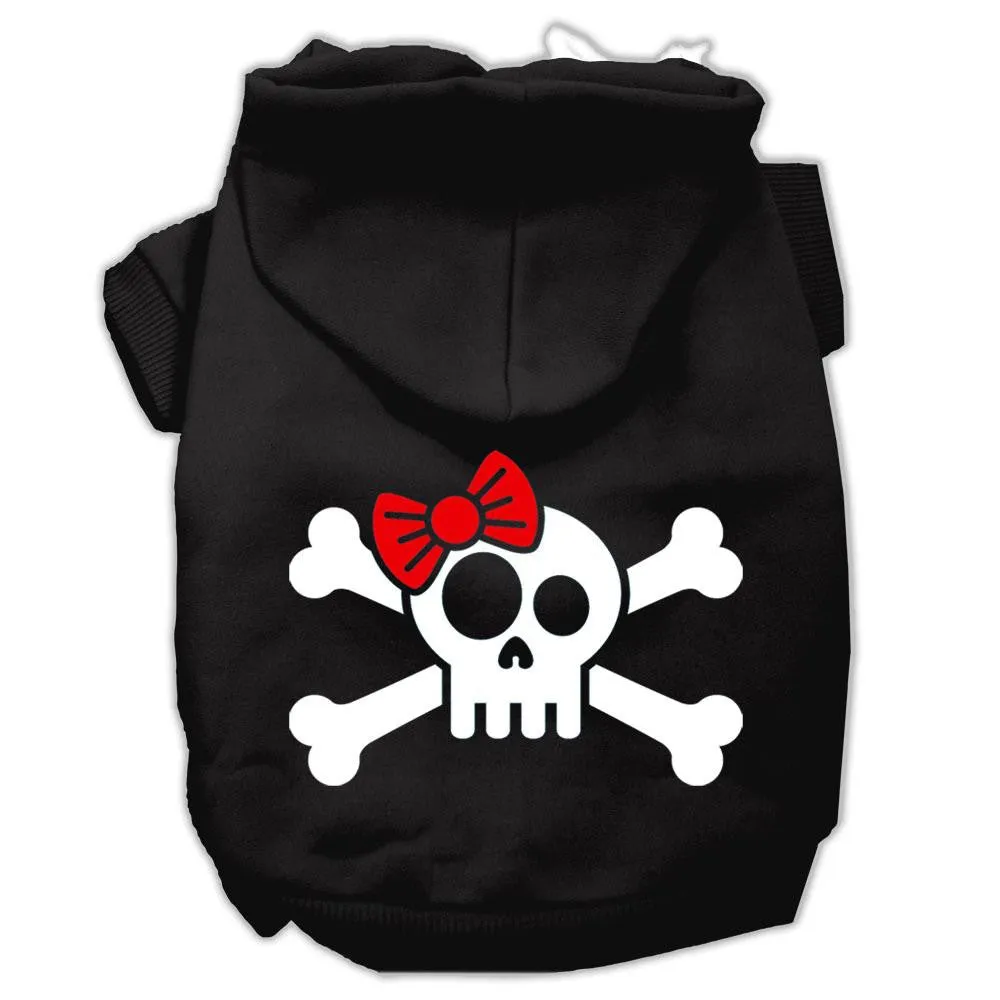 Skull Crossbone Bow Screen Print Pet Hoodies Black Size Xxxl (20)