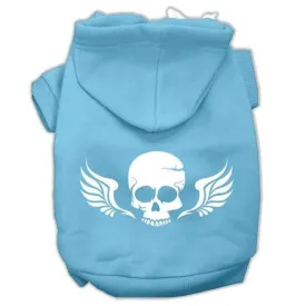 Skull Wings Screen Print Pet Hoodies Baby Blue Size Sm (10)