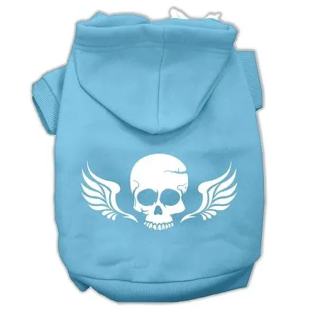 Skull Wings Screen Print Pet Hoodies Baby Blue Size Sm (10)