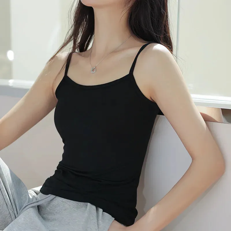 Soft Cotton Spaghetti Strap Crop Tops - Casual Sleeveless Summer Tank for Women