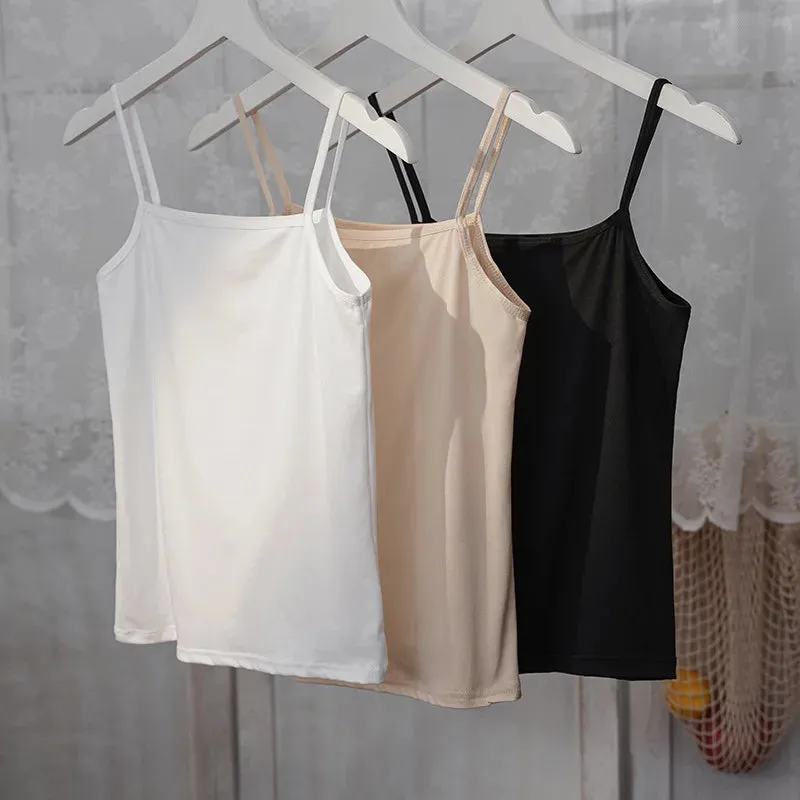 Soft Cotton Spaghetti Strap Crop Tops - Casual Sleeveless Summer Tank for Women