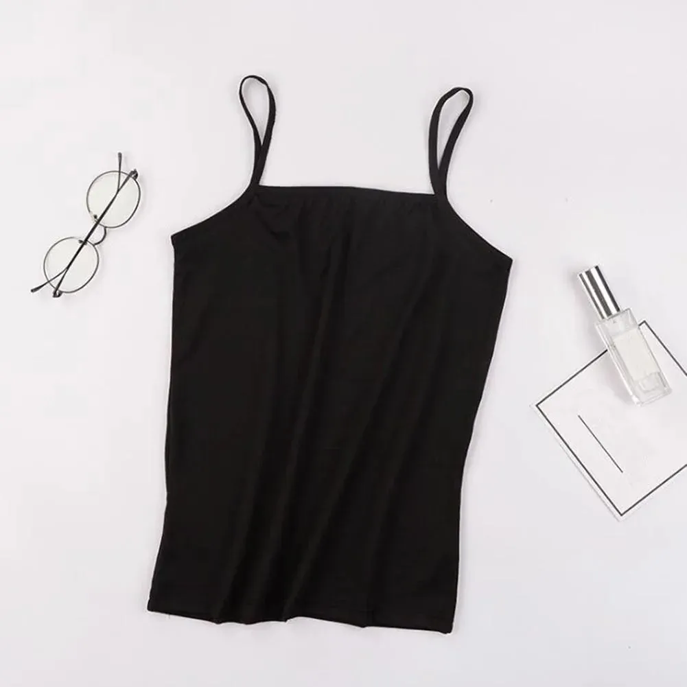 Soft Cotton Spaghetti Strap Crop Tops - Casual Sleeveless Summer Tank for Women