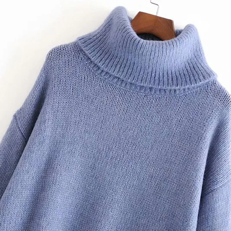 Solid Turtleneck Women Sweater Winter Warm Thicken