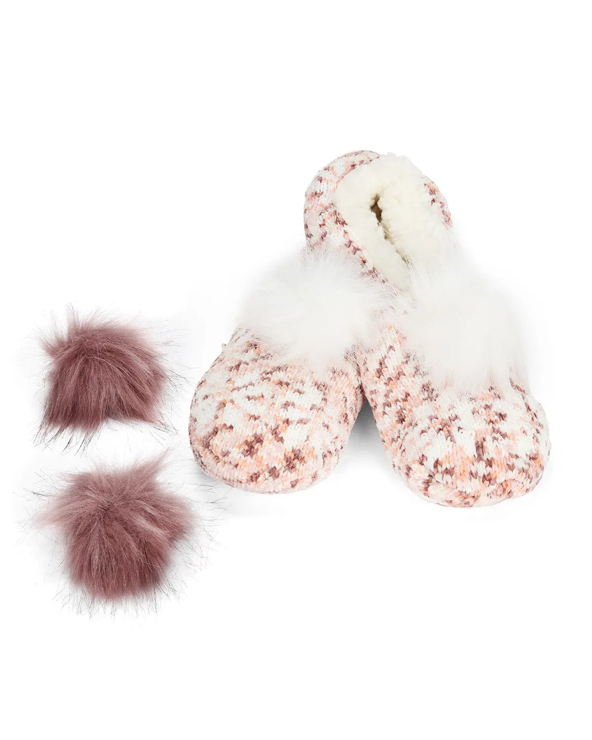 Speckled Chenille Interchangeable Pom Pom Slippers