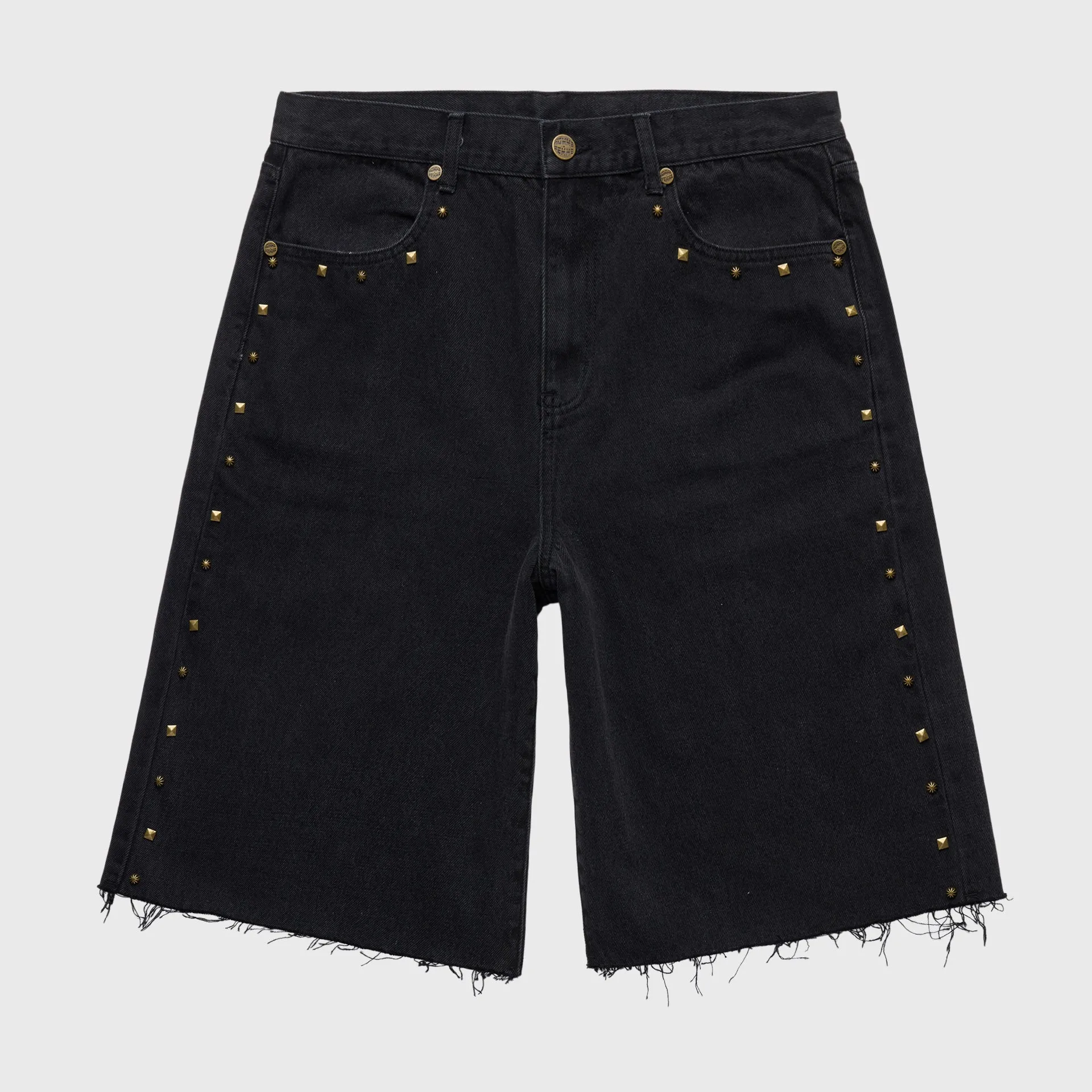 Studded Denim Shorts Black