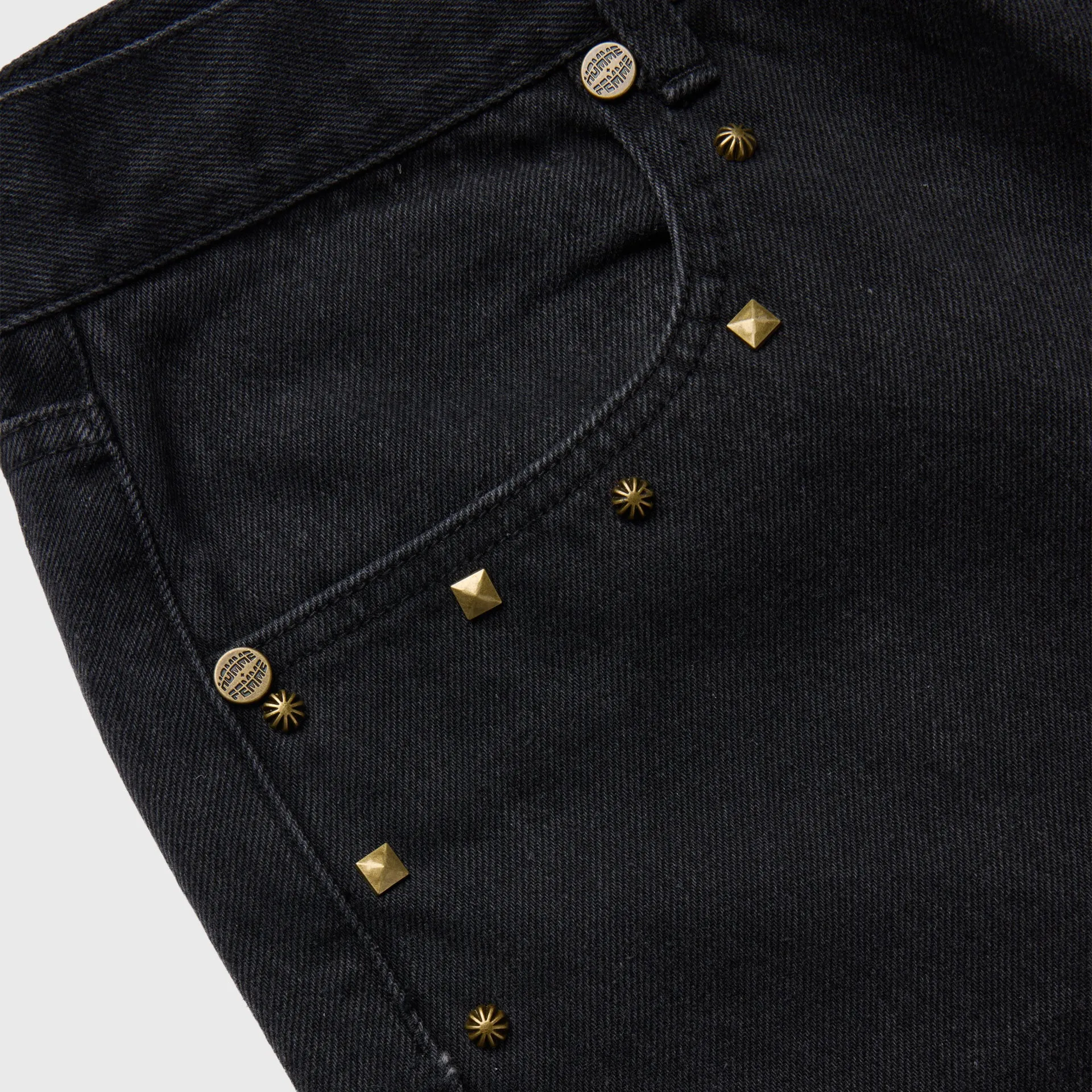 Studded Denim Shorts Black