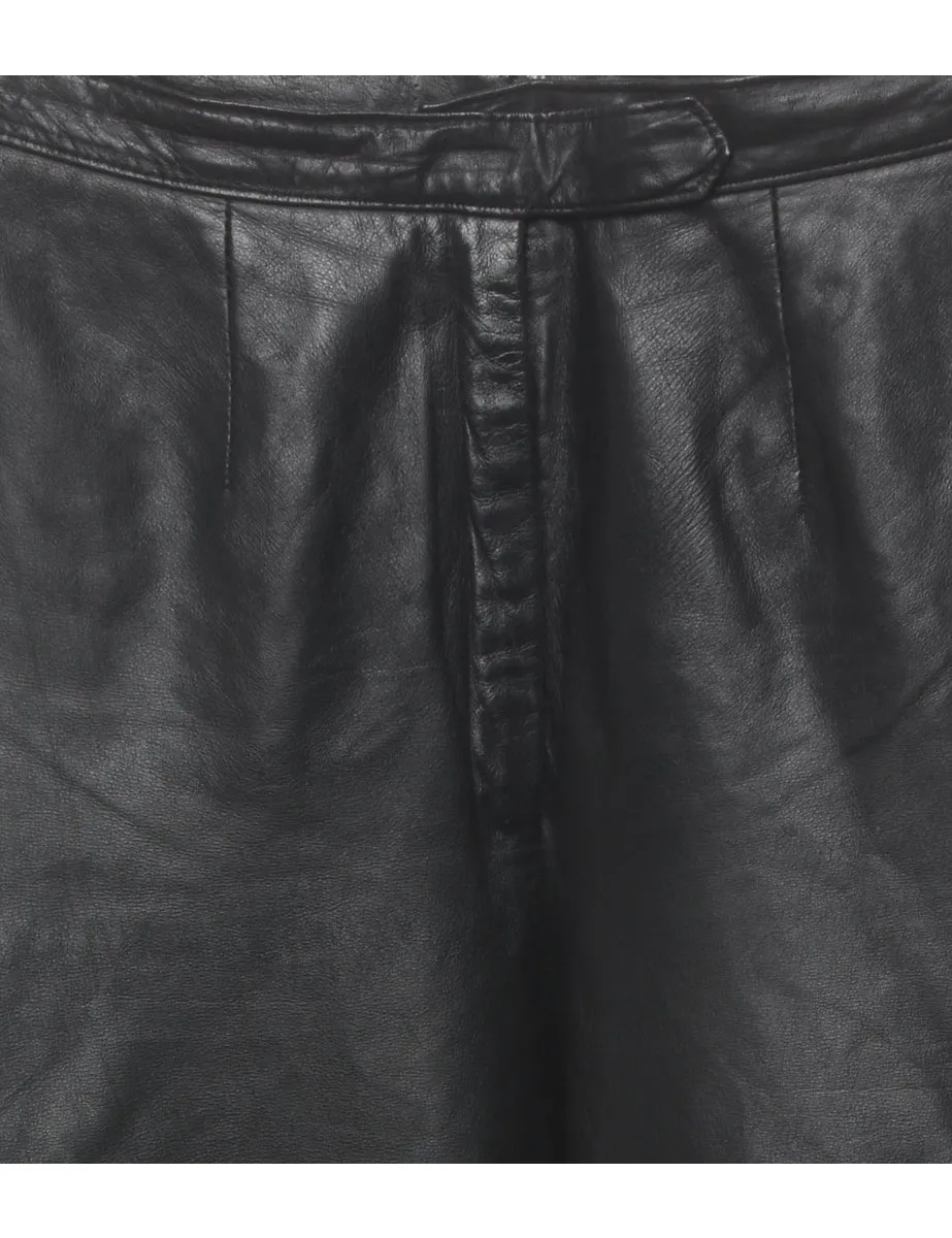 Tapered Black Leather Trousers - W32 L30