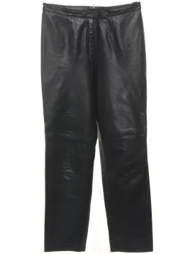 Tapered Black Leather Trousers - W32 L30