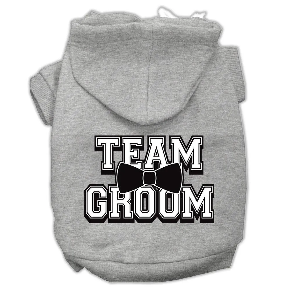 Team Groom Screen Print Pet Hoodies Grey Size Lg (14)