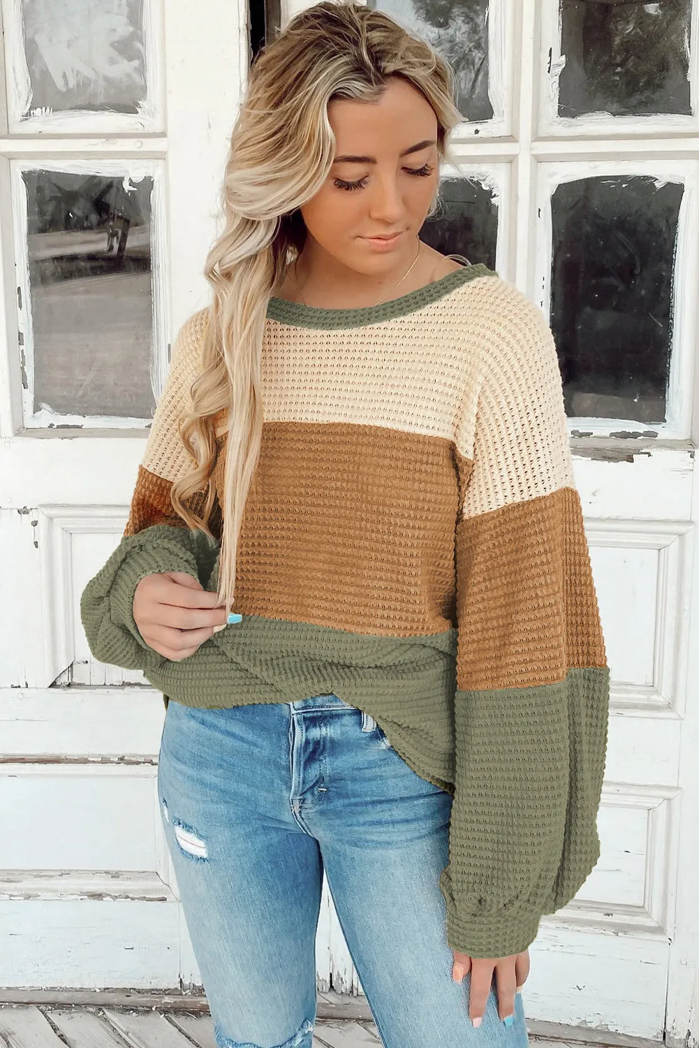 Textured Bubble Sleeve Baggy Top