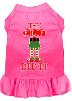 The Elf Did It Screen Print Dog Dress Bright Pink Xxxl