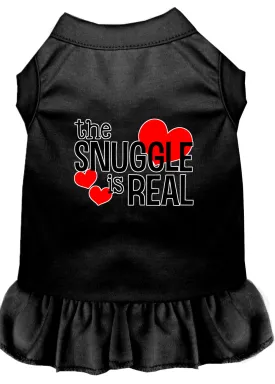 The Snuggle Is Real Screen Print Dog Dress Black Sm