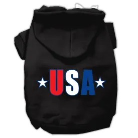 USA Star Screen Print Pet Hoodies Black Size XL (16)