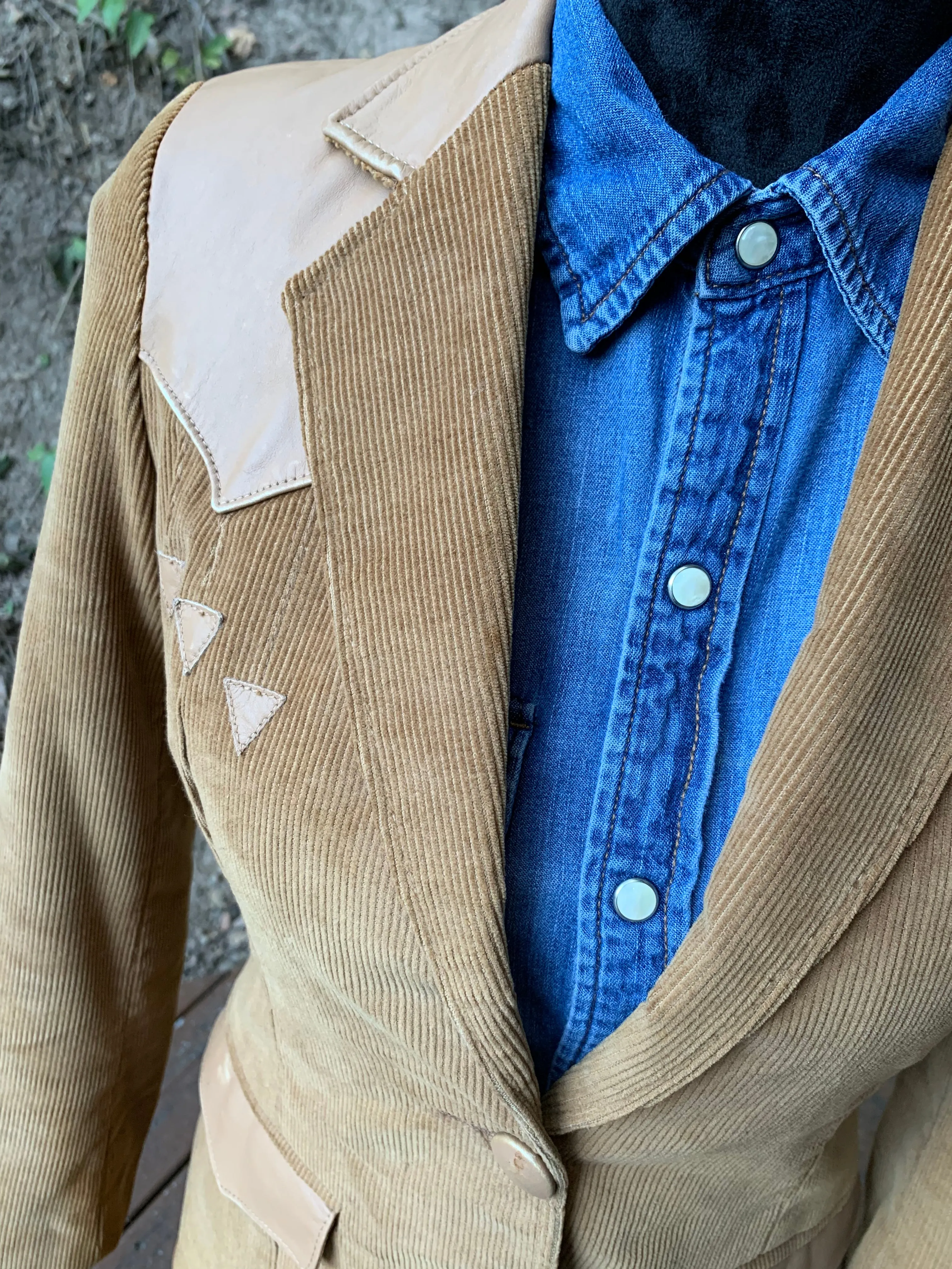 Vintage Cropped Levis Denim Shirt with Pearl Snaps