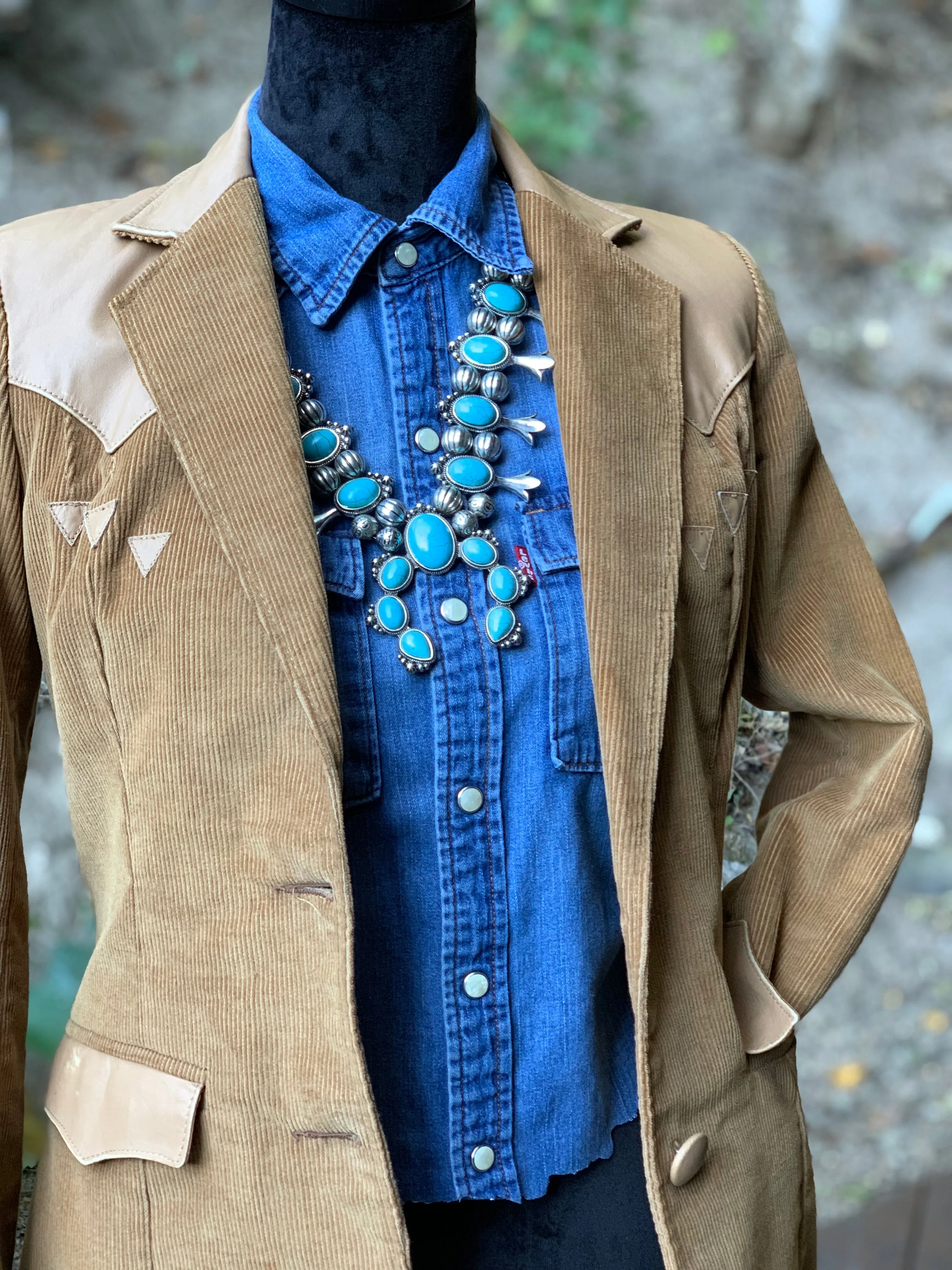 Vintage Cropped Levis Denim Shirt with Pearl Snaps