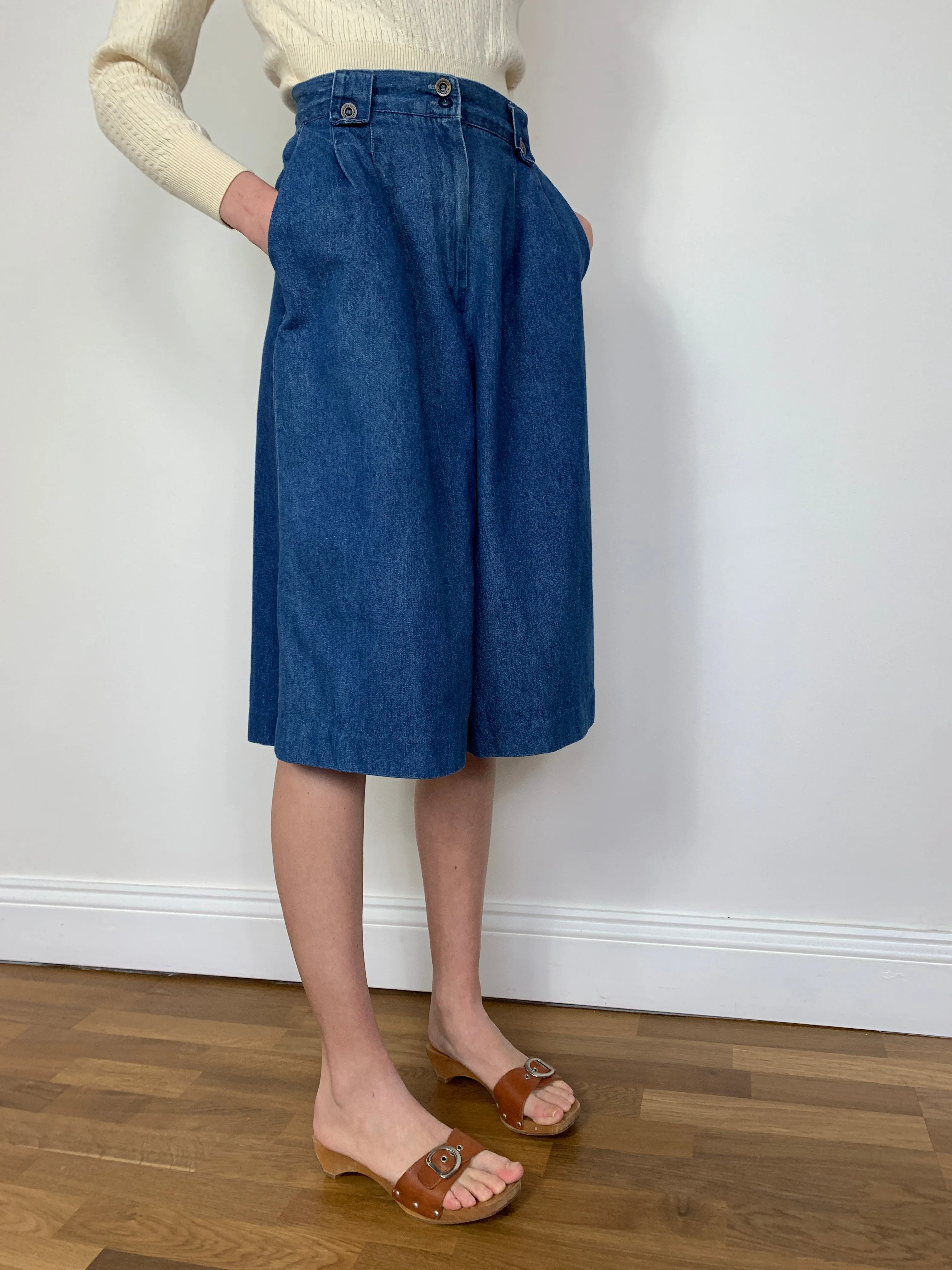 Vintage denim culottes / shorts