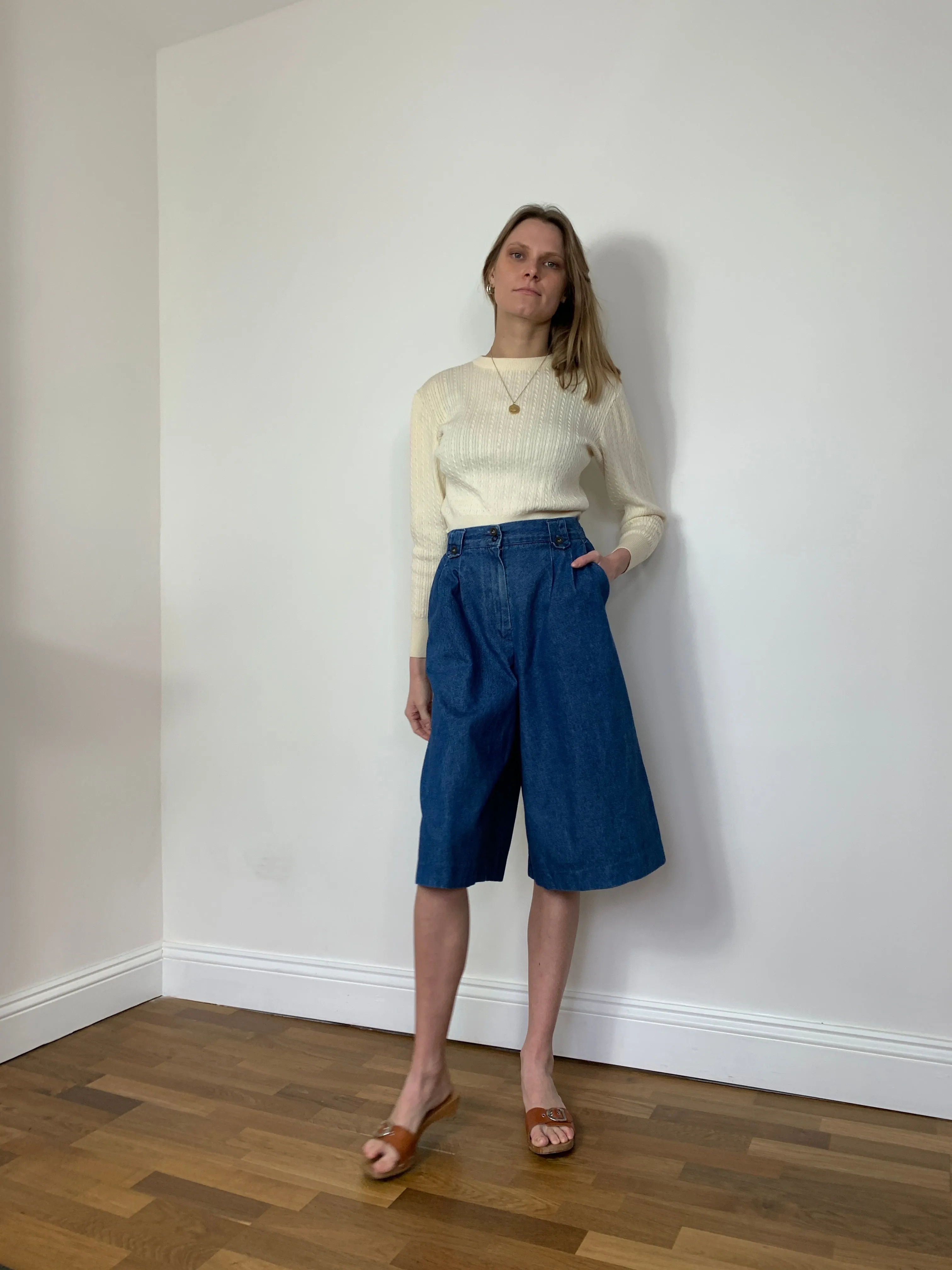 Vintage denim culottes / shorts