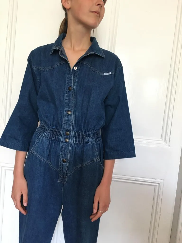 Vintage Dreams denim boiler-suit jumpsuit. UK 8-10