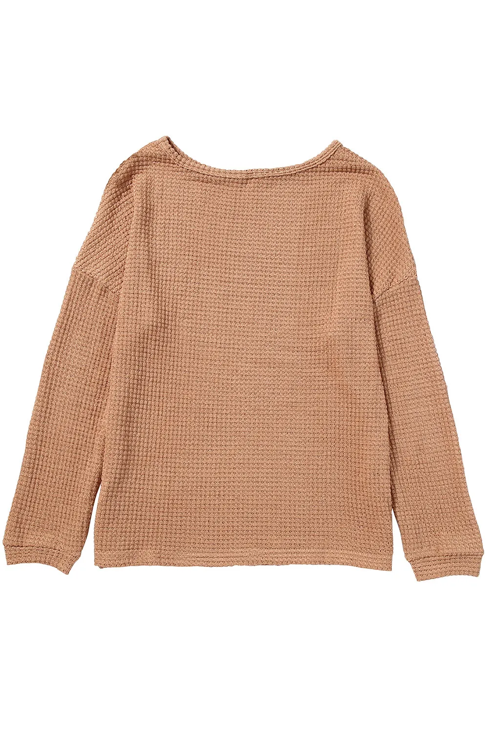 Waffle Drop Shoulder Long Sleeve Top