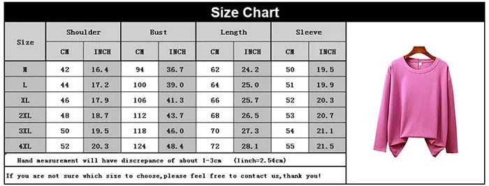 Wjczt Cotton Basic Long Sleeve Womens T-shirt Casual Black White Fashion Solid Top Ladies Fashion Korean Tee Shirt Plus Size