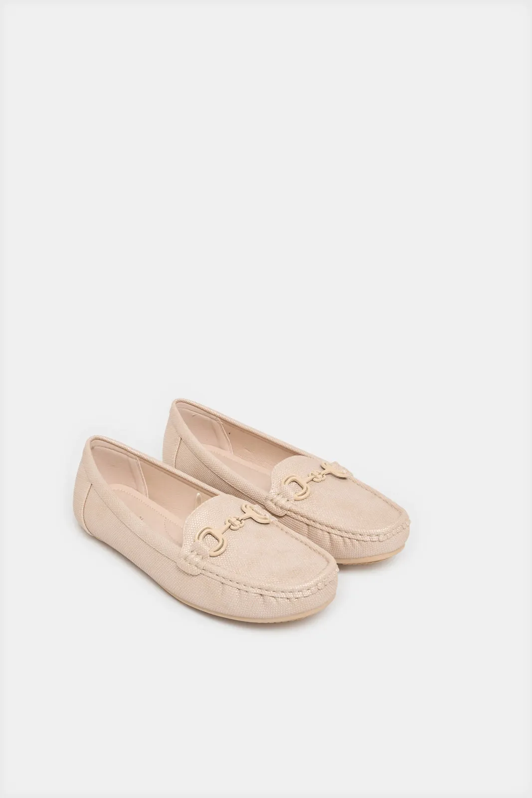 Women Beige Embellished Moccasin