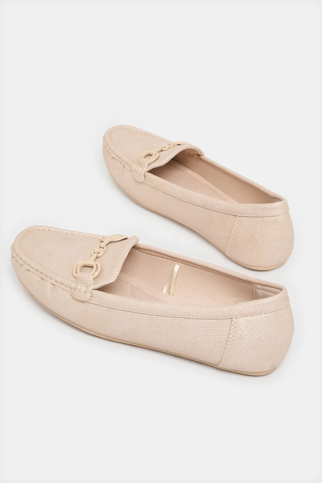 Women Beige Embellished Moccasin